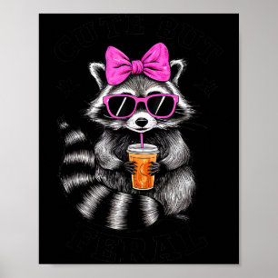 Poster Lindo Mas Feral Engraçado Colorido Guaxinim Com Óc