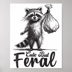 Poster Lindo Mas Feral Panda Disfarce de Guaxinim Engraça