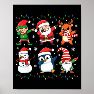 Poster Lindo Natal Dabbing Papai Noel Elfo Rena Boys Girl