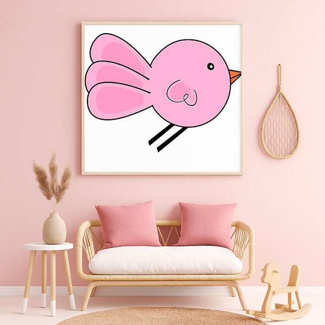 Poster Lindo Passarinho Rosa (Criador carregado)