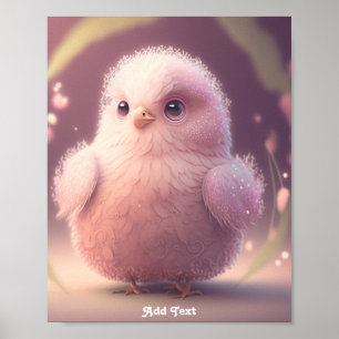 Poster Lindo Passaro Rosa Fofinho e Caprichoso na Parede