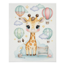 Pôster Lindo Poster para Quarto de Bebê com Girafa. 
