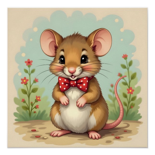 Pôster Lindo rato adorável com gravata (Frente)