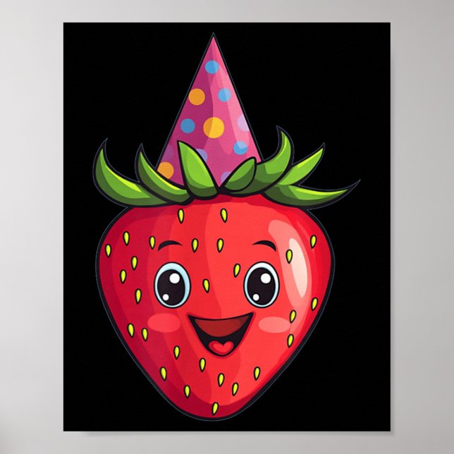 Poster Lindo Traje de Morango Para Frutas E Chapéu de Fes (Frente)