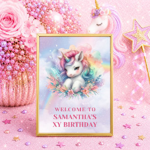 Poster Lindo Unicórnio Pastel Magical Girl Cumprimentos d