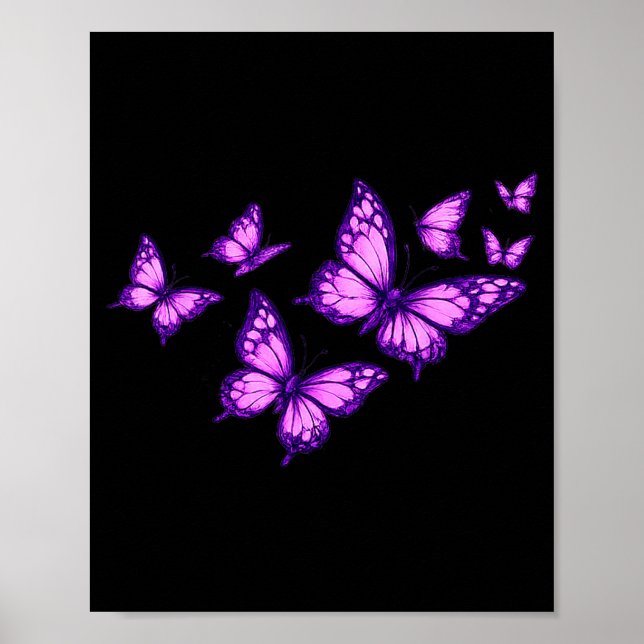 Poster Lindos Amantes Borboleta Roxa Borboleta Rosa (Frente)