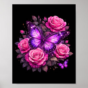 Poster Lindos borboleta rosa roxo borboleta amantes