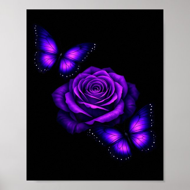 Poster Lindos borboleta roxo rosa borboleta amantes (Frente)