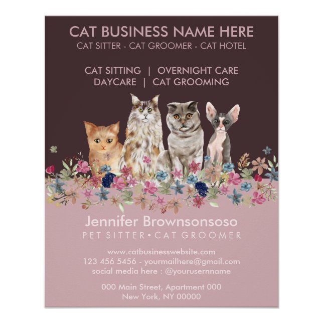 Pôster Lindos Pequenos Gatos Rosa (Frente)