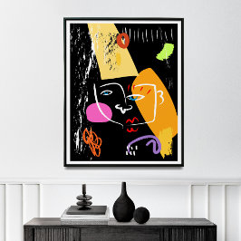 Poster Line Wall Art, Abstrato Cubism Art Impressão,