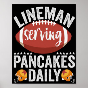 Poster Lineman Servindo Pancakes Daily Funny Football Gif