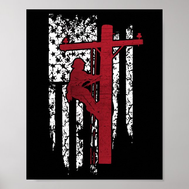 Poster Lineman Shirts - Americano Lineman Flag Lineman (Frente)