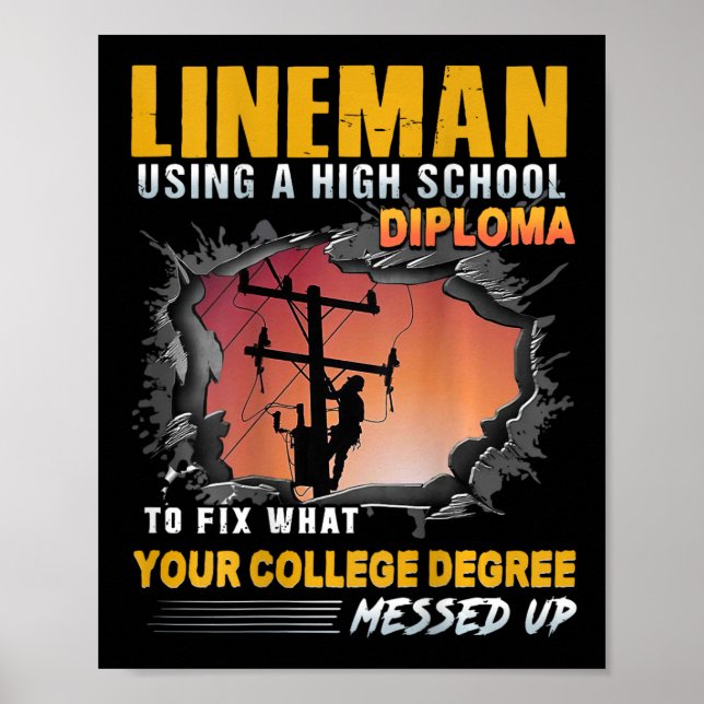 Poster Lineman Using A High School Diploma To Fix (on Bac (Frente)