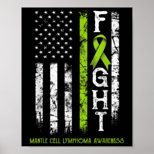 Poster Linfoma do Mantle Cell Warrior USA Flag