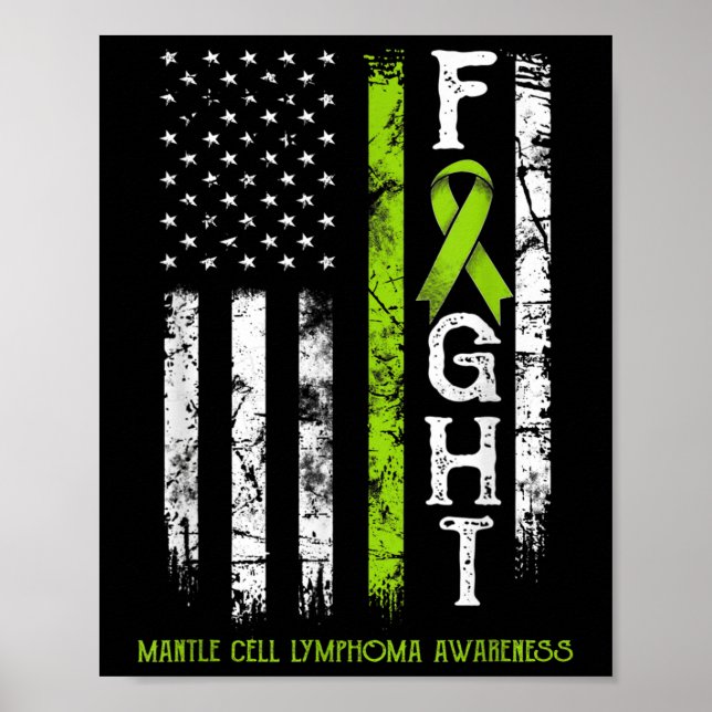 Poster Linfoma do Mantle Cell Warrior USA Flag (Frente)