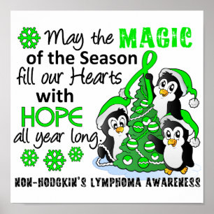 Poster Linfoma Non-Hodgkin dos pinguins do Natal