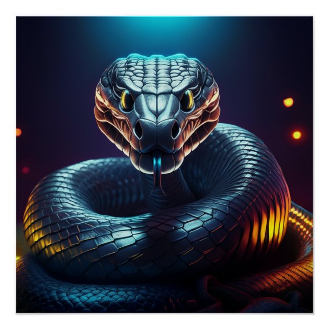 Pôster Língua de Cobra Víbora Prateada Piscando (Frente)