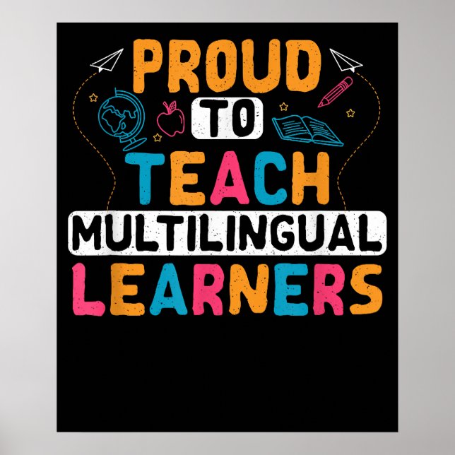 Poster Língua Linguista de Professores Multilíngue Ensino (Frente)