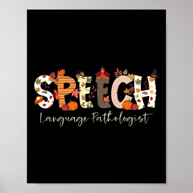Poster Linguagem de fala Patologista Slp Pumpkin Fall Obr (Frente)