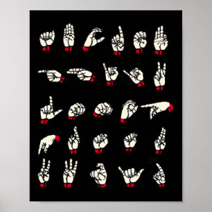 Poster Linguagem de Sinais - Alfabeto A A Z Asl Daf Consc