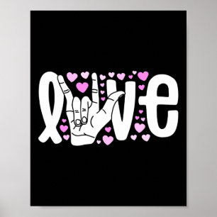 Poster Linguagem de Sinais Amor Asl Seja Gentil Conscient