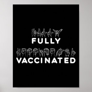 Poster Linguagem de Sinais da Mão Totalmente Vacinada Asl