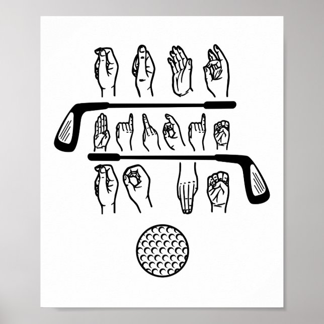 Poster Linguagem De Sinais Fale Birdie Comigo Golf Golfer (Frente)