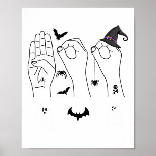 Poster Linguagem de Sinal de Mão das Halloween Orgulho Su