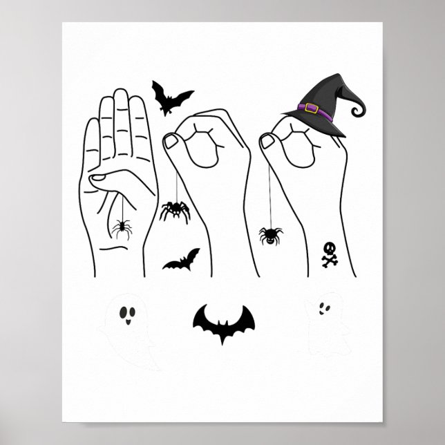 Poster Linguagem de Sinal de Mão das Halloween Orgulho Su (Frente)