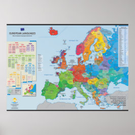 Poster "Línguas europeias": Carte des langues d'Europe