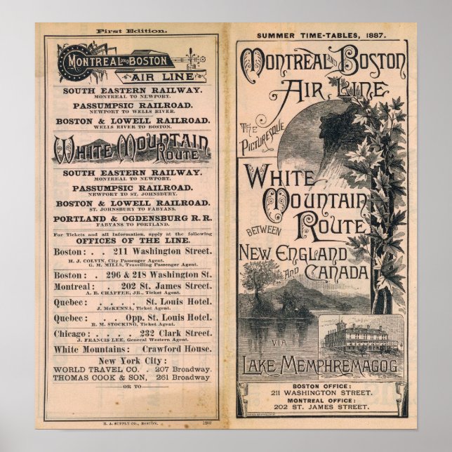 Pôster Linha Aérea de Montreal e Boston (Frente)