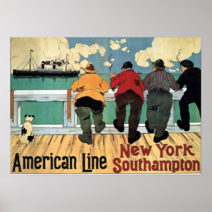 POSTER LINHA AMERICANA VIAGENS VINTAGE 1900