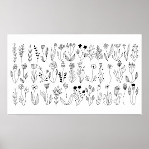 Poster Linha arte botânica