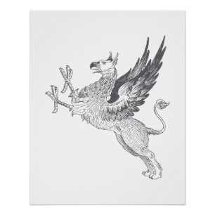 Pôster Linha arte do grifo da imprensa da letra do