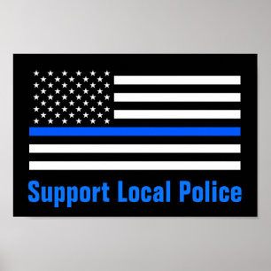 Poster Linha Azul Fino da Polícia Local