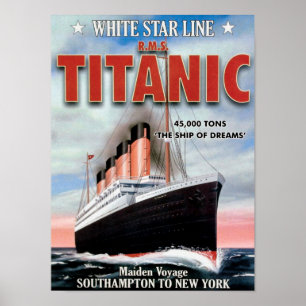 Poster Linha branca RMS da estrela titânica - o navio do