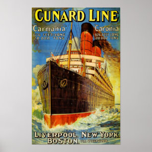 Pôster Linha ~ Carmania e Caronia de Cunard