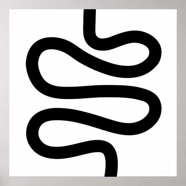 Poster Linha Curva - Preto em Branco (Frente)