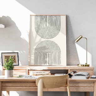 Poster Linha de aquarela de meio século art II