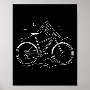 Poster Linha de Arte de Bicicleta de Montanha Ciclismo Bi