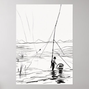 Poster Linha de Arte de Lançamento de Linha de Lago com C