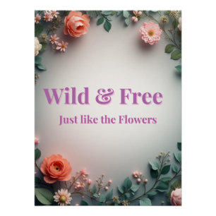 Pôster Linha de Arte Floral Selvagem e Livre Design Min