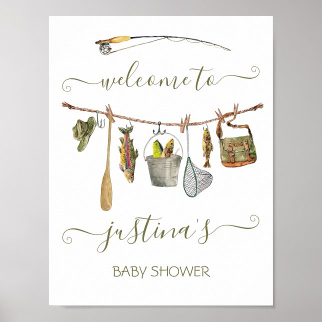 Poster Linha de Chá de fraldas de rolo de pesca (Frente)