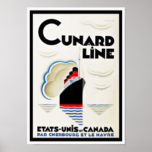 Pôster Linha de Cunard do art deco