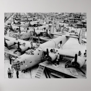 Pôster Linha de montagem do bombardeiro B-24, 1943. Foto