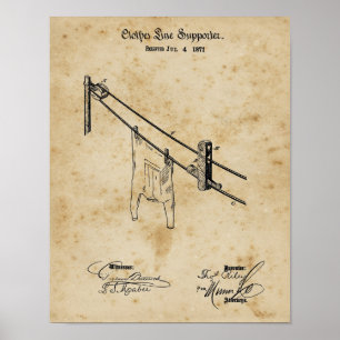 Poster Linha de roupa arte da decoração da lavandaria d