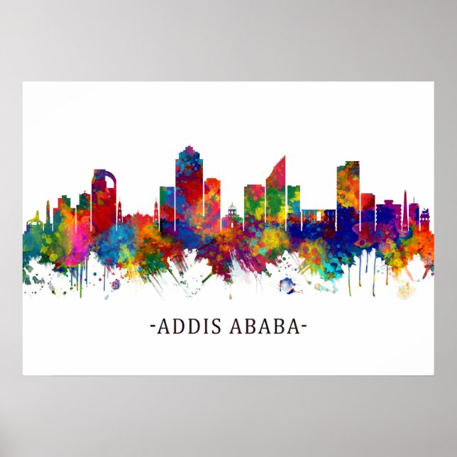 Poster Linha do horizonte Addis Ababa Etiópia (Frente)