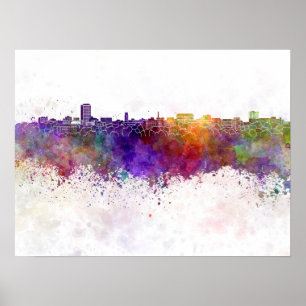Poster Linha do horizonte Ann Arbor em fundo aquoso