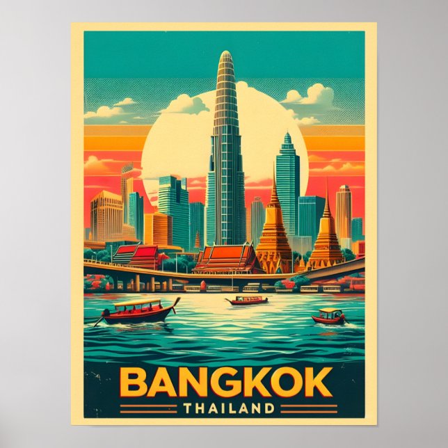 Poster Linha do horizonte da cidade de Banguecoque - pres (Frente)