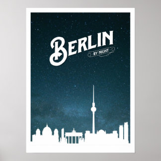 Poster Linha do horizonte de Berlim à noite, Berlim, Alem